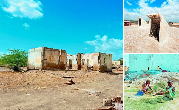 بیلہ کے مٹی کے گھر اور لیاری کا مندر