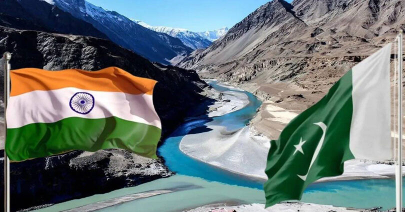 Dry bed of Indus River at Jamshoro showing Pakistan water scarcity