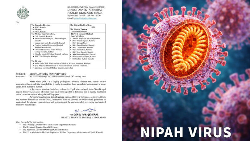 Nipah Virus health alert issued in Sindh Pakistan