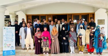 Participants attending a five-day seasonal livelihoods training workshop in Lasbela, Balochistan, organized by Azat Foundation and the World Food Programme to strengthen climate resilience and economic stability.