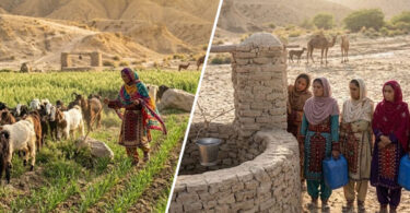 Rural women in Balochistan walking long distances to collect water due to climate change and drought