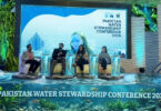 Conference discussion on Pakistan water crisis, highlighting sustainable water management and climate change impacts at Water Stewardship Conference 2026